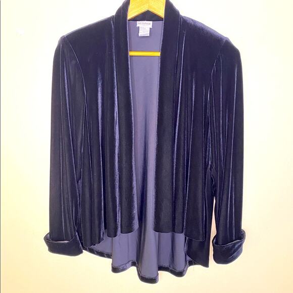 Metaphor Black Velvet Drape Open Cardigan Sz Small - Picture 1 of 12